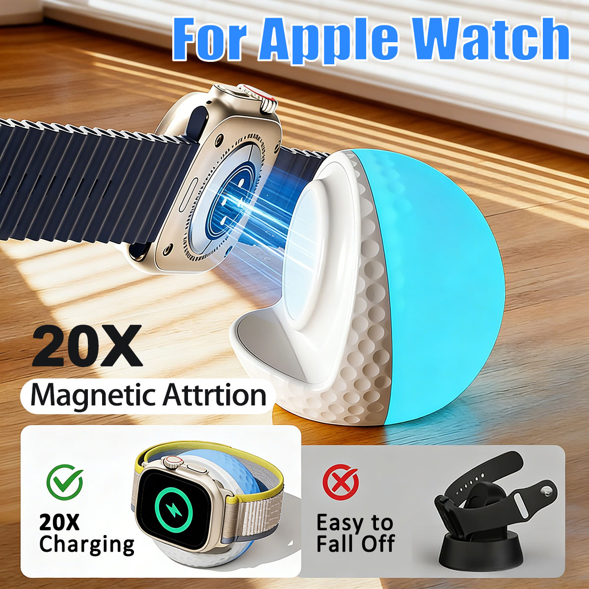 Watch Charging Dock - Przenośna ładowarka bezprzewodowa z oświetleniem RGB