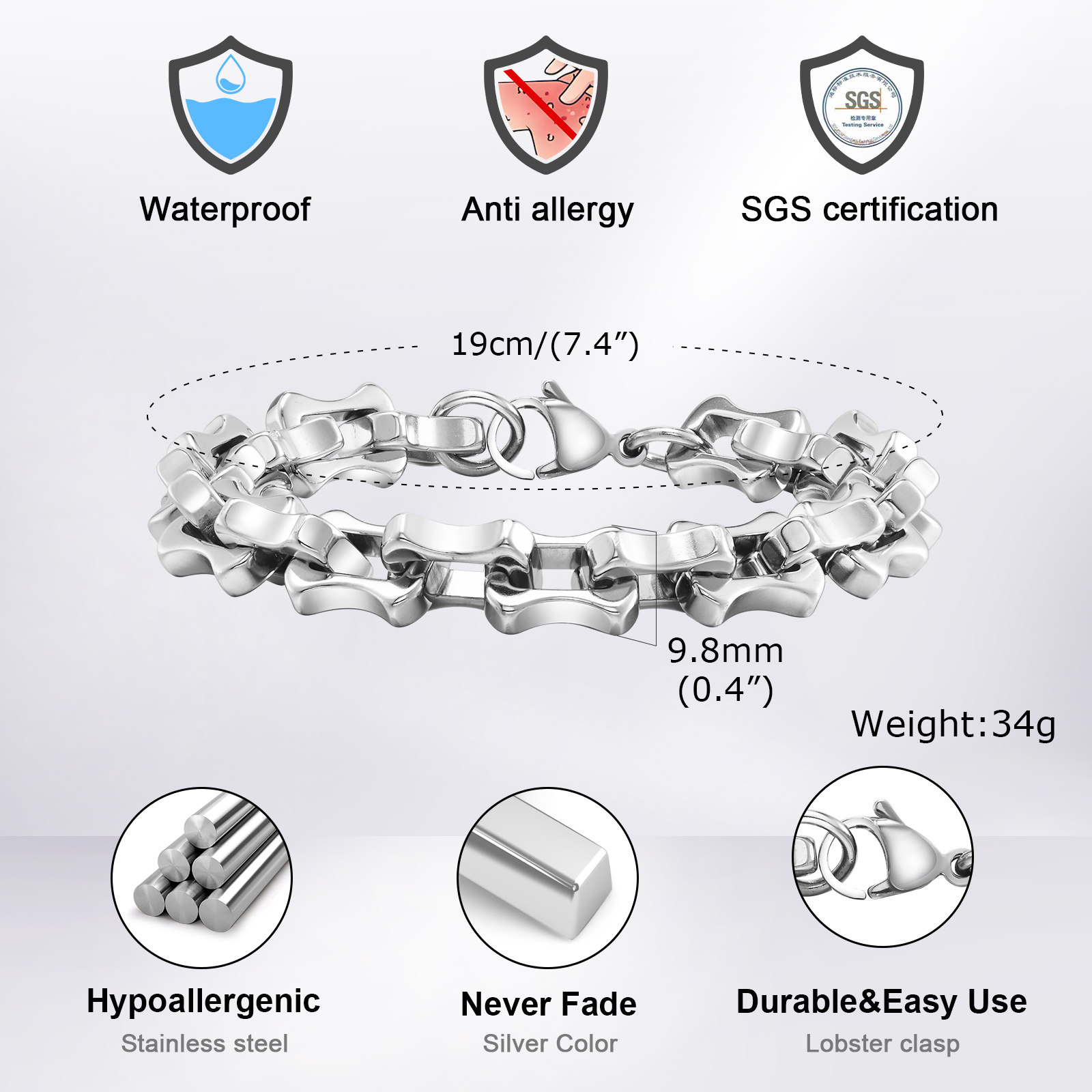 Vnox Heavy Bold męskie bransol – Ceramic Link Bracelet recenzja i cena